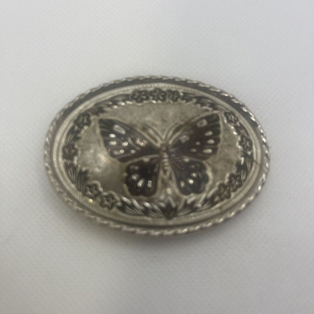 Vintage Western Express Butterfly Belt Buckle USA Made Silver Tone